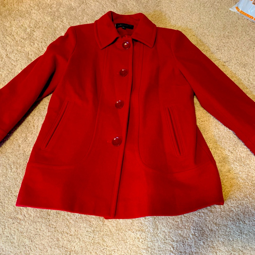 Red Anne Klein womens wool coat